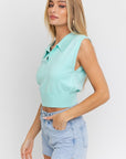 Le Lis Sleeveless Power Shoulder Knit Top