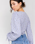 Le Lis Puff Sleeve Lace Up Top