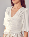 Puff Sleeve Cinched Top - Online Only