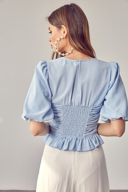 Puff Sleeve Cinched Top - Online Only