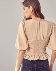 Puff Sleeve Cinched Top - Online Only