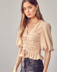 Puff Sleeve Cinched Top - Online Only