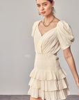 Do + Be Collection Puff Sleeve Ruffle Dress