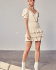 Do + Be Collection Puff Sleeve Ruffle Dress