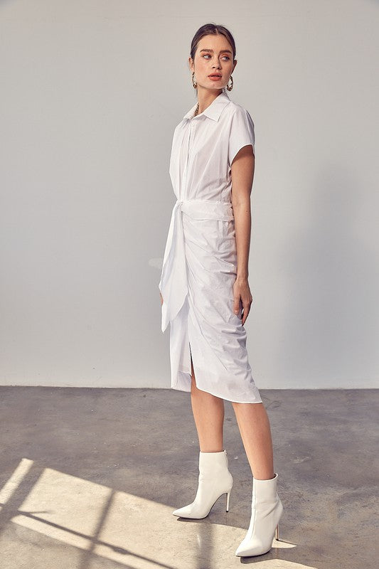 Do + Be Collection Collar Button Front Tie Dress