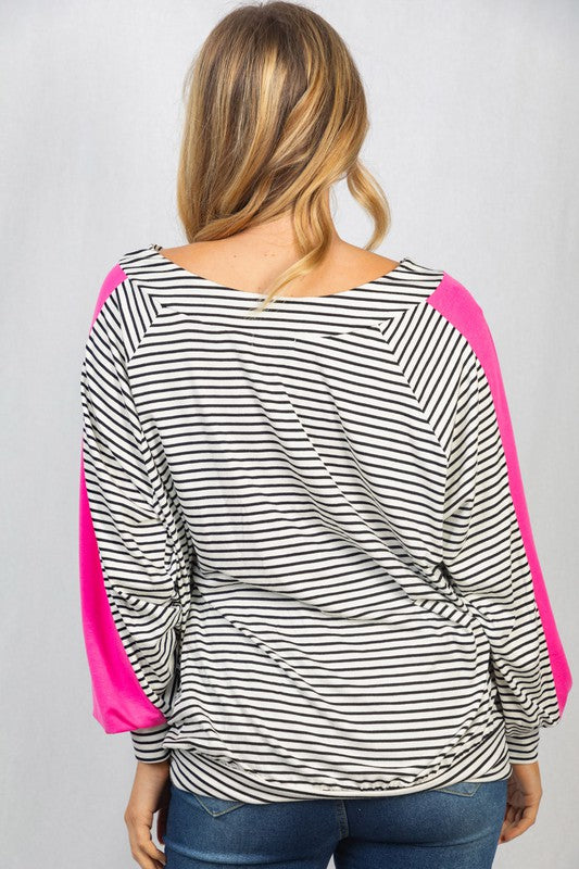 White Birch Long Sleeve Striped Knit Top - Online Only