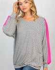 White Birch Long Sleeve Striped Knit Top - Online Only