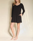 Fabina Bamboo Casual long sleeve V Neck Dress