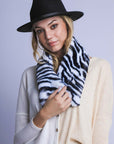 Zebra Print Faux Fur Scarf