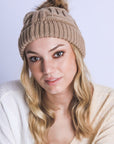 Braided Knit Fur Pom Beanie