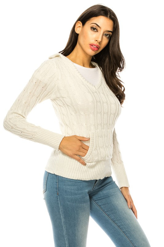 Plus Size Knit Hoodie Sweater