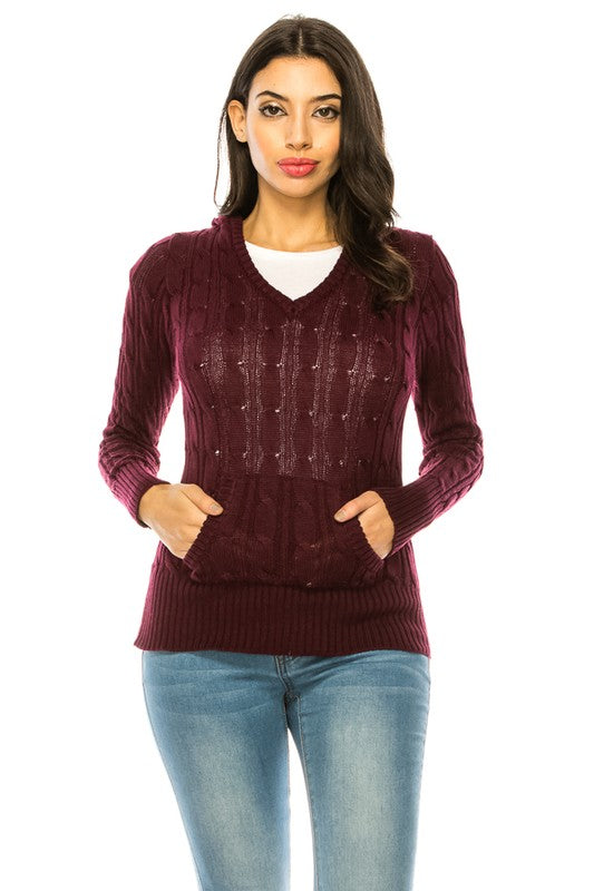 Plus Size Knit Hoodie Sweater