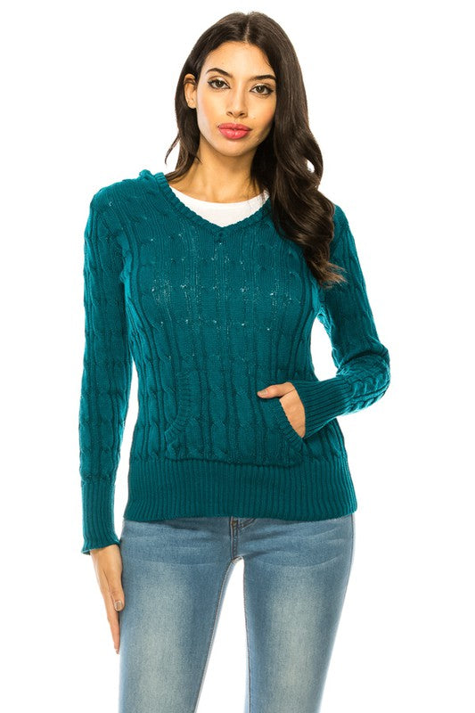 Plus Size Knit Hoodie Sweater