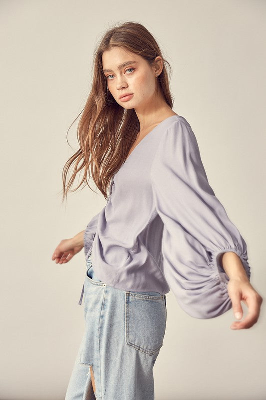 Mustard Seed Front Tie Shirring Top