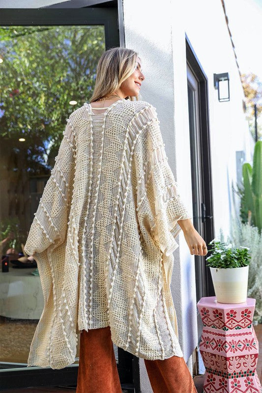 Leto Accessories Embroidered Zig Zag Soft Kimono - Online Only