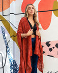 Leto Accessories Embroidered Zig Zag Soft Kimono - Online Only