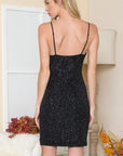 Sequin Lurex Cowl Neck Dress