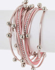 Beaded Double Wrap Metallic Bracelet