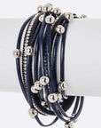 Beaded Double Wrap Metallic Bracelet