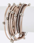 Beaded Double Wrap Metallic Bracelet