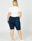 Plus Hi-Waist Distressed Bermuda Short Jeggings