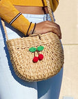 Juicy Bloom Straw Crossbody Bag