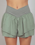 VERY J V-Shaped High Waist Layered Active Shorts