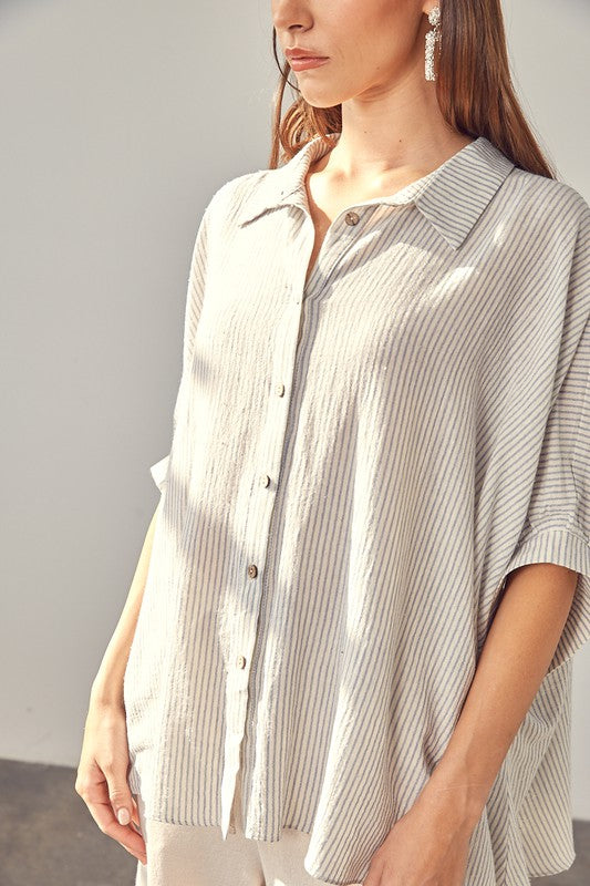 Mustard Seed Striped Button Up Shirt - Online Only
