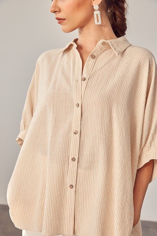Mustard Seed Striped Button Up Shirt - Online Only