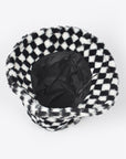 Checker Print Faux Fur Bucket Hat