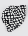 Checker Print Faux Fur Bucket Hat