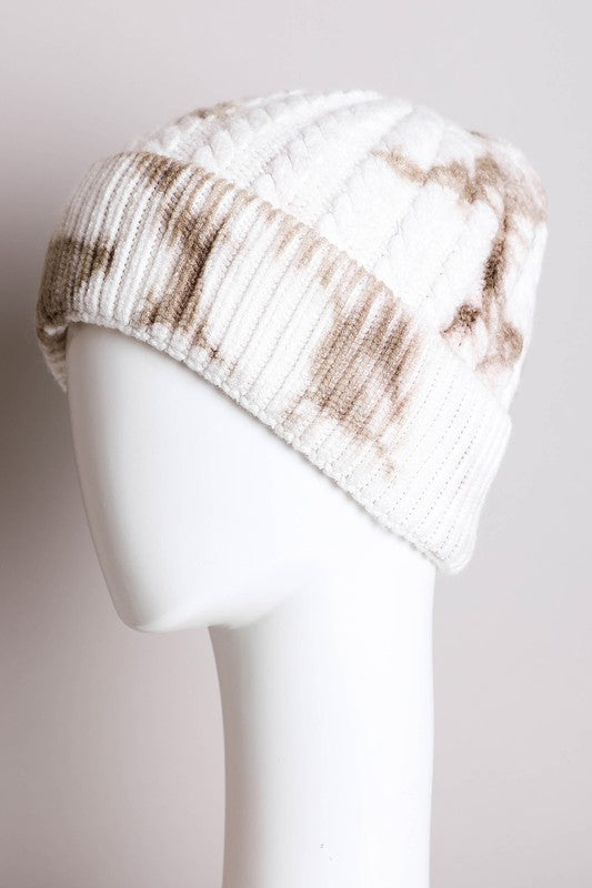 Leto Accessories Tie Dye Cable Knit Beanie