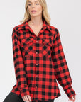 Boyfriend Fit Checker Plaid Flannel Long Sleeve