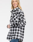 Boyfriend Fit Checker Plaid Flannel Long Sleeve