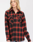 Boyfriend Fit Checker Plaid Flannel Long Sleeve