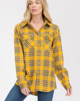 Boyfriend Fit Checker Plaid Flannel Long Sleeve Top