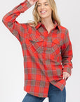 Boyfriend Fit Checker Plaid Flannel Long Sleeve Top