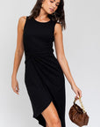 Gilli Sleeveless Twist Wrap Ribbed Midi Dress