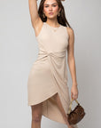 Gilli Sleeveless Twist Wrap Ribbed Midi Dress