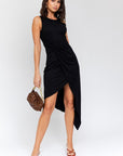 Gilli Sleeveless Twist Wrap Ribbed Midi Dress