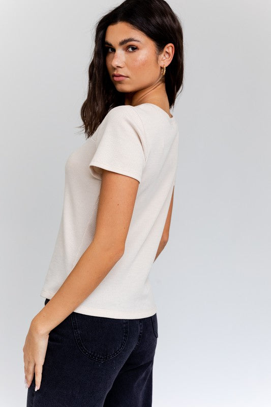 Gilli Short Sleeve Asymmetrical Top - Online Only