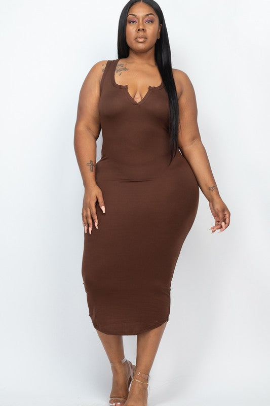Plus Size Split Neck Tank Dress
