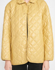 Quilted PU Button Down Jacket