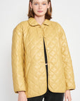 Quilted PU Button Down Jacket