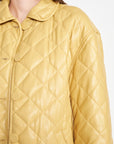 Quilted PU Button Down Jacket