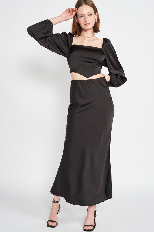 Emory Park Bias Cut Maxi Skirt with Slit