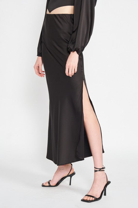 Emory Park Bias Cut Maxi Skirt with Slit