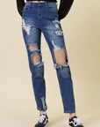 Vibrant M.i.U High Rise Distressed Mom Jean