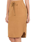 Zenana Self Tie Tulip Hem Skirt in Mocha - Online Only