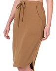 Zenana Self Tie Tulip Hem Skirt in Mocha - My Pampered Life Seattle